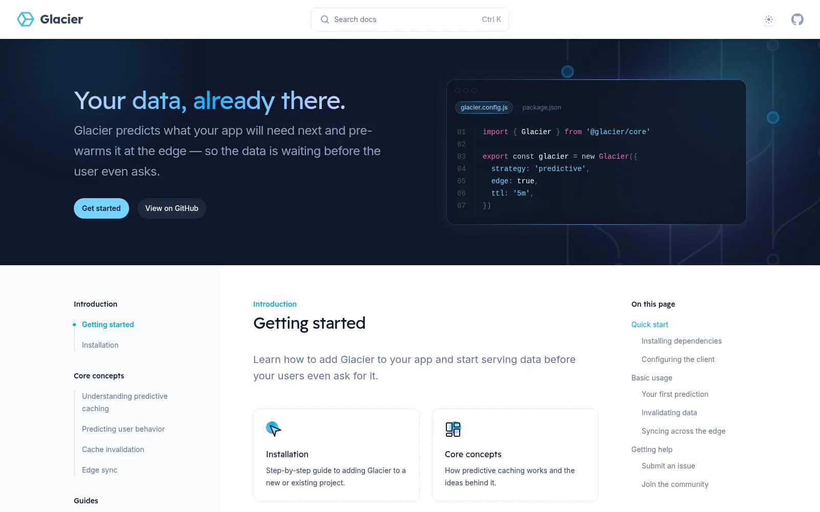 Glacier — live demo screenshot