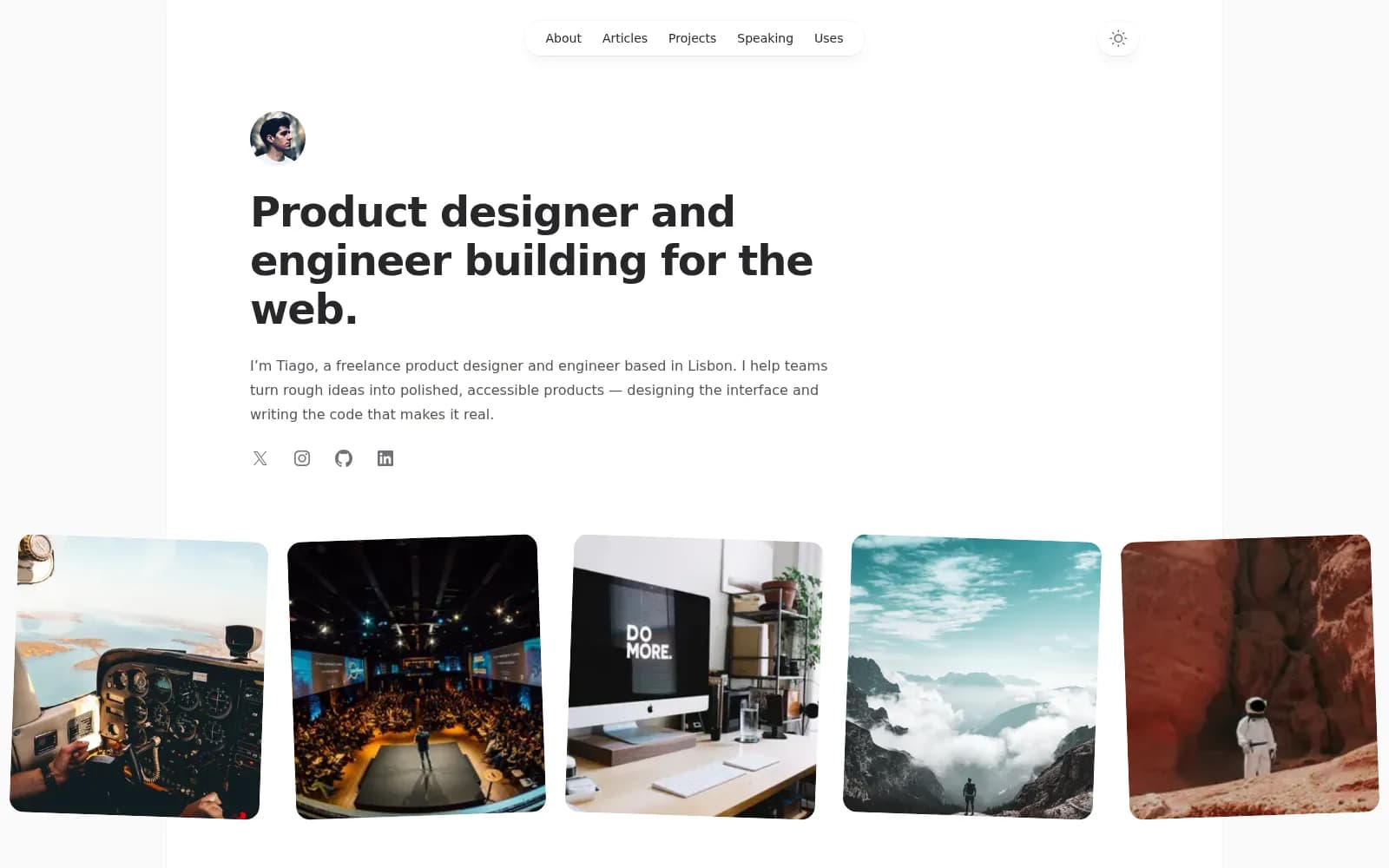 Tiago Voss — live demo screenshot